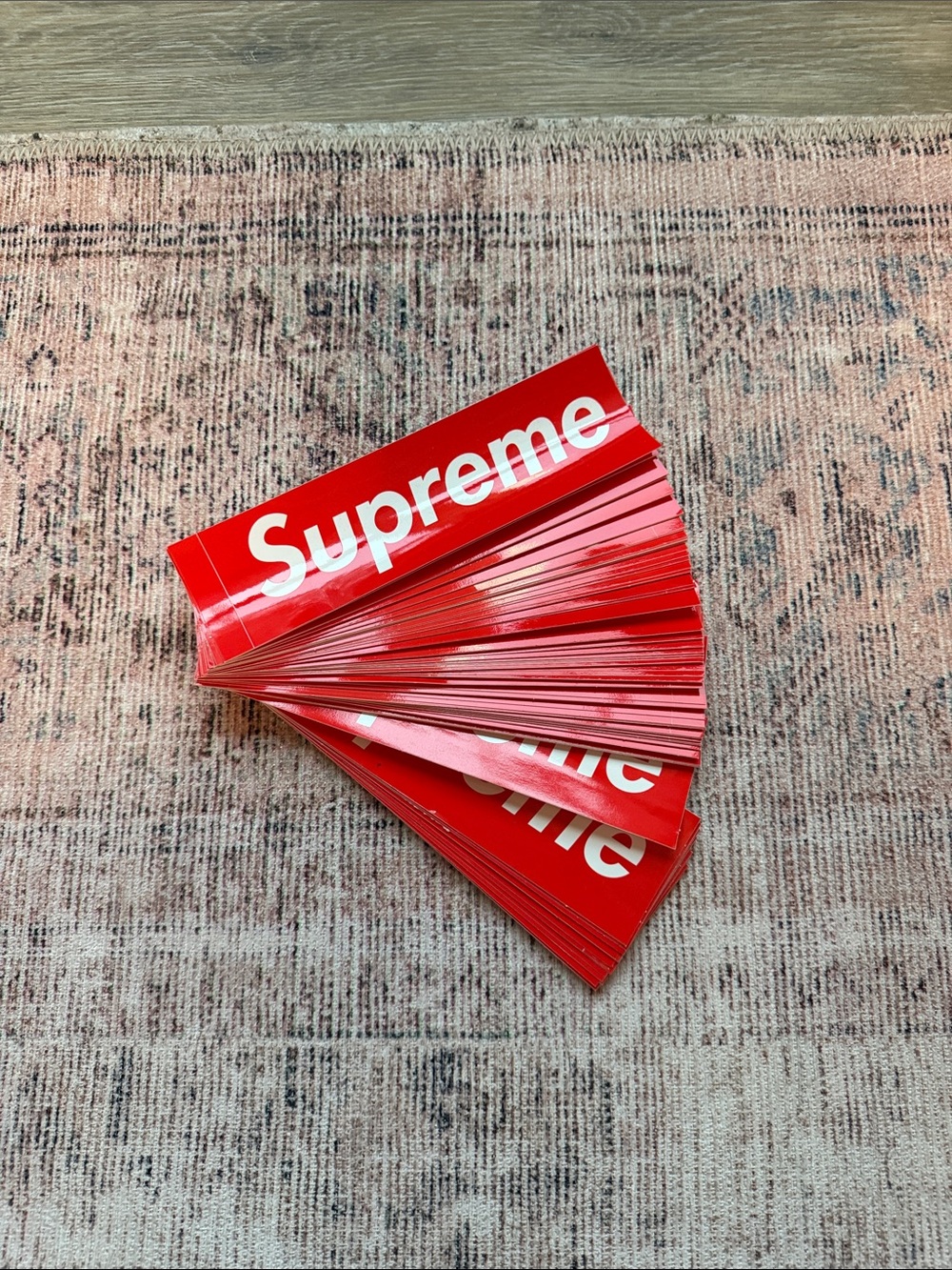 Supreme Red and White Logo Box Stickers